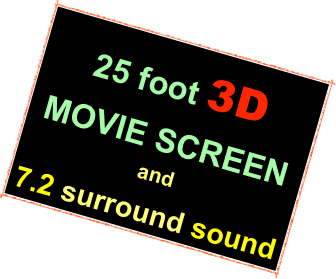 25 foot 3D
MOVIE SCREEN
and
7.2 surround sound 